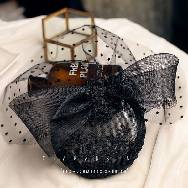 

original black polka dot mesh hat bridal hat p studio samples evening activities party womens clothing accessories