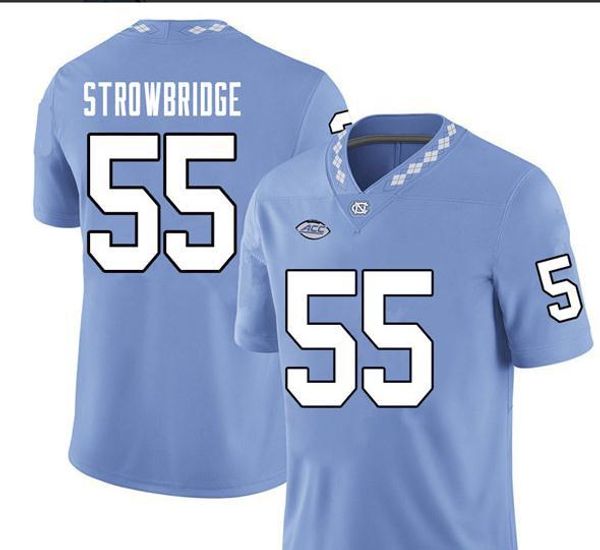 

women unc tarheels jason strowbridge #55 ladies real full embroidery college football jersey size s-4xl or custom any name or number jersey, Black;red