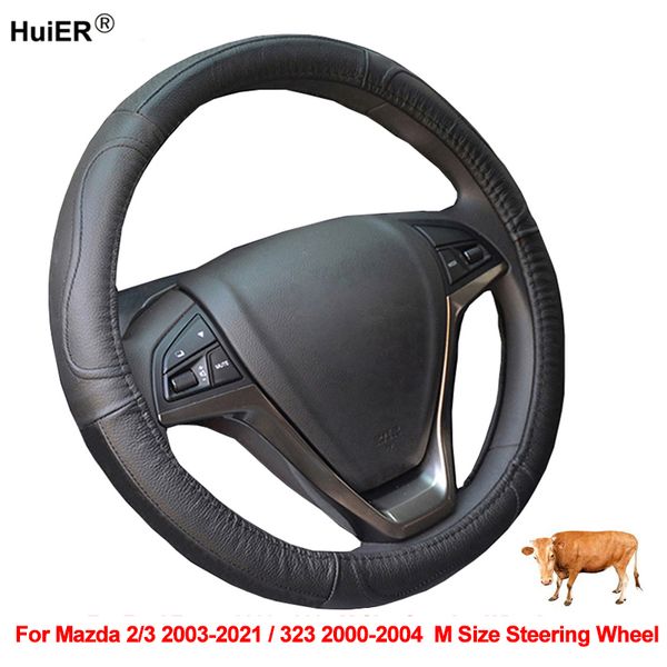 

cow leather car steering wheel cover wrap for 2 3 2003 - 2021 323 2000 - 2004 m size braid on the steering wheel stuurhoes