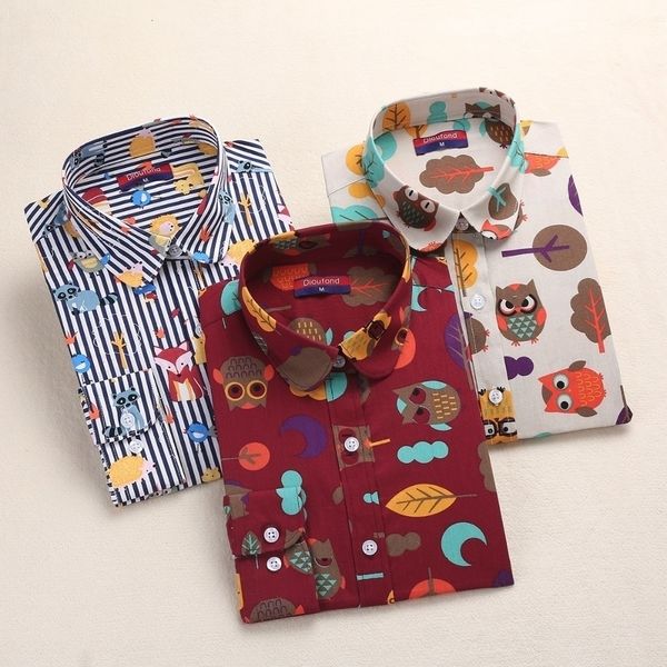 

womens women blouse animal print shirts women cotton blouses floral ladies long sleeve female clothes 5xl school shirt, White