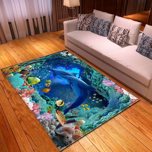

117ocean world undersea fish living room carpet bedroom dining room floor mat