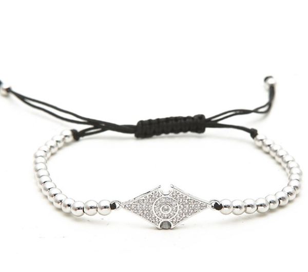 

gold silver micro pave cz cubic zirconia rope adjusted copper beads bracelet hf3 charm braided bangles women, Black