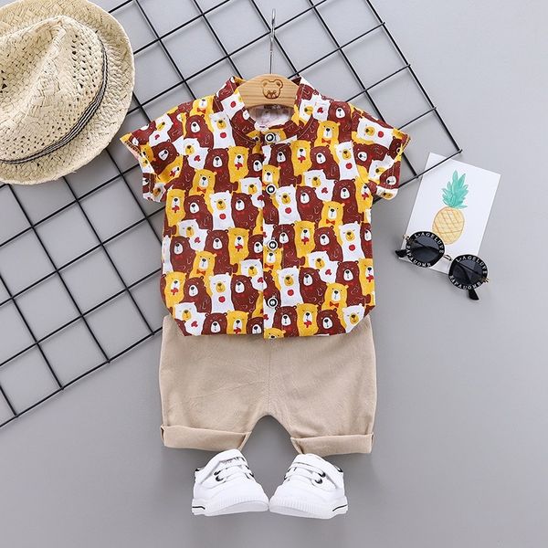 

toddler baby clothes boys cartoon costume 1 2 3 4 years holiday vacation kid clothes t-shirt bib shorts bear clothing outfits, White