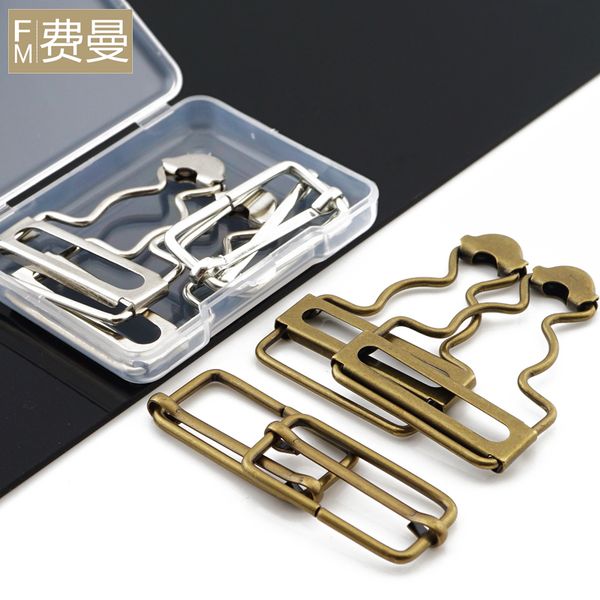 

2set pants overalls jeans brace clips metal copper button suspenders buckle gourd fastener rivets clothes sewing accessories bib, Black