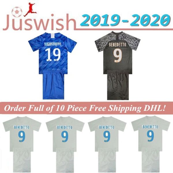 

19 20 olympique de marseille soccer jersey om jerseys 2019 2020 payet thauvin benedetto football shirt kids kit uniform, Black