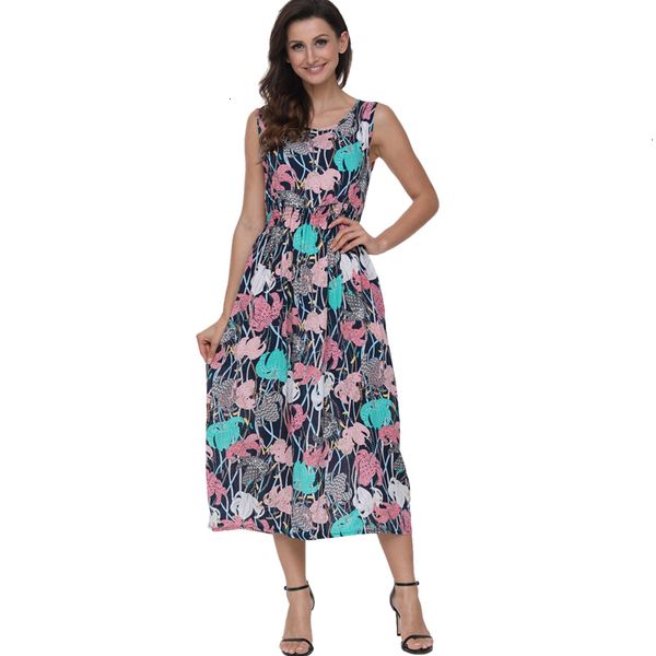 

womens dress womens clothing new style women dress fashion floral print sleeveless summer dress high waist casual long bohemian vestidos, Black;gray