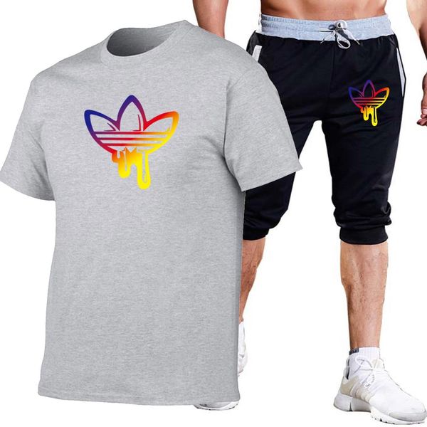 

19ss summer new trakcuist mens clothing sets tshirts shorts casual sports suits, Gray