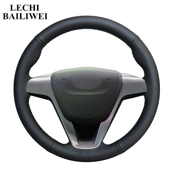 

hand-stitched black artificial leather car steering wheel cover for lada vesta 2015 2016 2017 2018 2019 xray 2015-2019