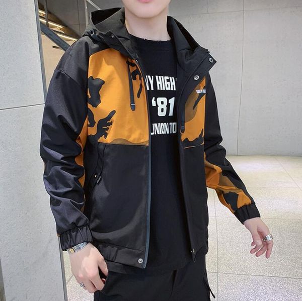 

spring mens jackets coat fashion designer hooded jacket with letters windbreaker zipper hoodies for men sportwear clothing 3 colors m-4xl, Black;brown