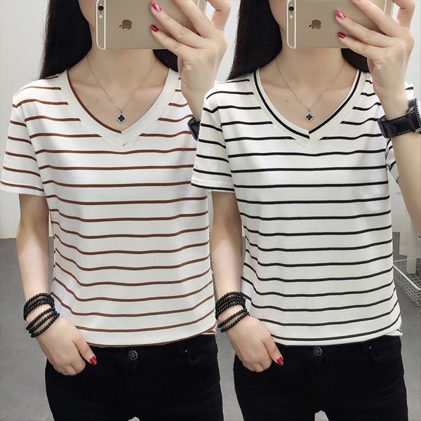 

2020 fat mm plus fat plus size 200 jin short-sleeved t-shirt female v-neck loose body lotion cotton 95, White