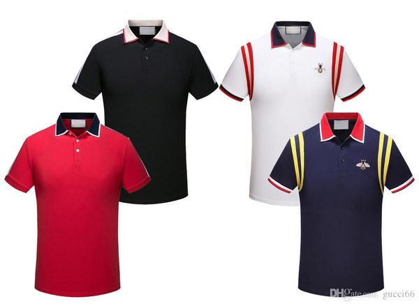 

italy designer men polo t shirts fashion classic mens polos high street clothes designer snake bee embroidery casual polo shirt tees, White;black