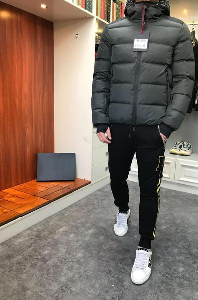 

brand men down jacket winter jacket coat thick warm fashion hooded man down parka men white duck coat overcoat, Black