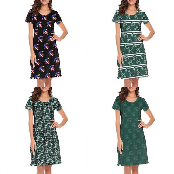 Womens Design Nightshirt Nice Short Sleeve House Dress Michigan