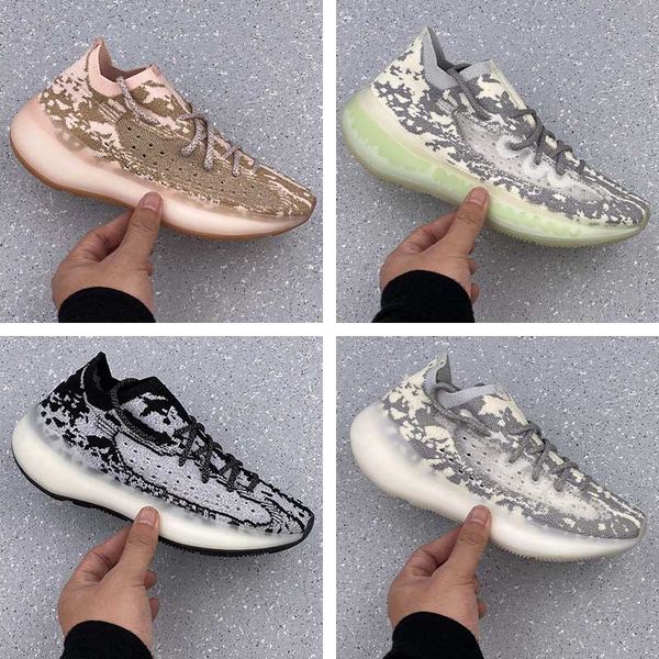 

380 mist alien kanye west men women casual running shoes triple black white clay beluga 380s men black designer outdoor sports shoes