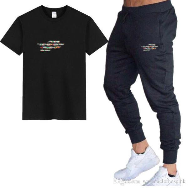 

fashion mens 2pcs tracksuits designer short sleeves printed mens running suits summer casual loose sportwear male apparel, Gray