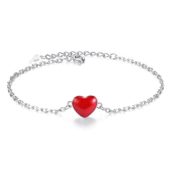 

red heart shaped fashion bracelet luxury jewelry female designer silver plated bracelets for women party wedding, Golden;silver