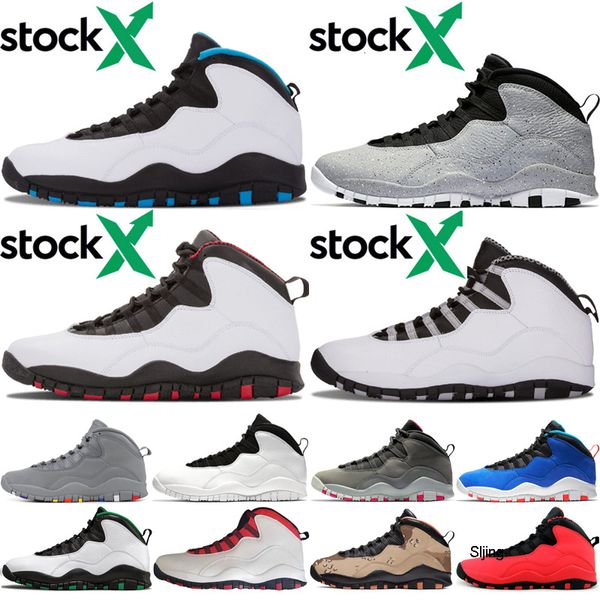 

10 10s men basketball shoes 2020 designer seattle chicago cool grey powder blue cement gs fusion red steel grey trainer shoes 7-13