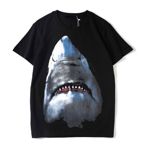 

2019 mens t shirt casual short sleeves fashion shark printing men women hip hop tees, White;black