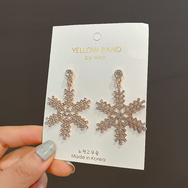 

ustar full crystal snowflake drop earrings for women bling rhinestone dangle earrings party wedding fashion jewelry gifts, Silver