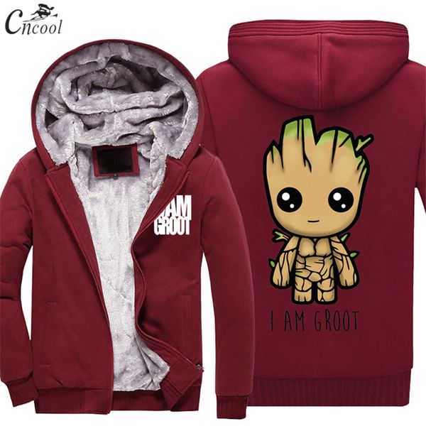 

cncool guardians of galaxy groot sweatshirts cotton men thickening cool printed sweatshirts hoodies print long sleeve hip hop, Black
