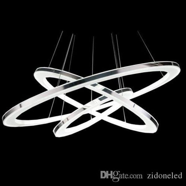 

modern led acrylic pendant lights 3 rings chandeliers chrome finish lighting fixture for office dining room living room