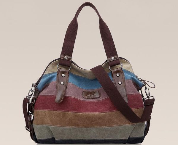 

fashion large casual shoulder diagonal handbag new retro cotton canvas bag contrast stitching package cross body bags purse hobos 988