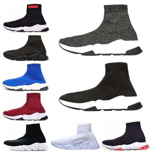 

new arrival speed trainer men women sock shoes black white blue red glitter flat fashion luxury mens trainers runner sneakers size 36-45
