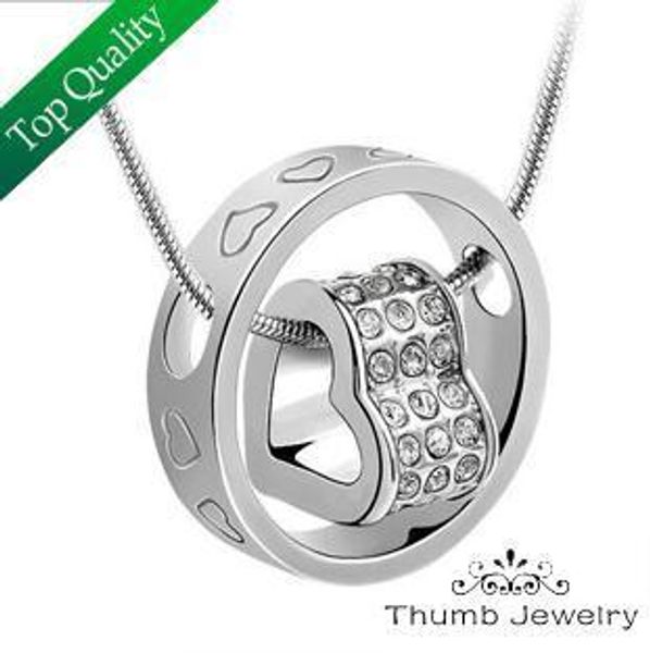 

js n025 сердце ожерелье самое лучшее продавая серебро и золото 18k ювелирных изделий nickel-free rhinestone ожерелье женщин 2020, Silver