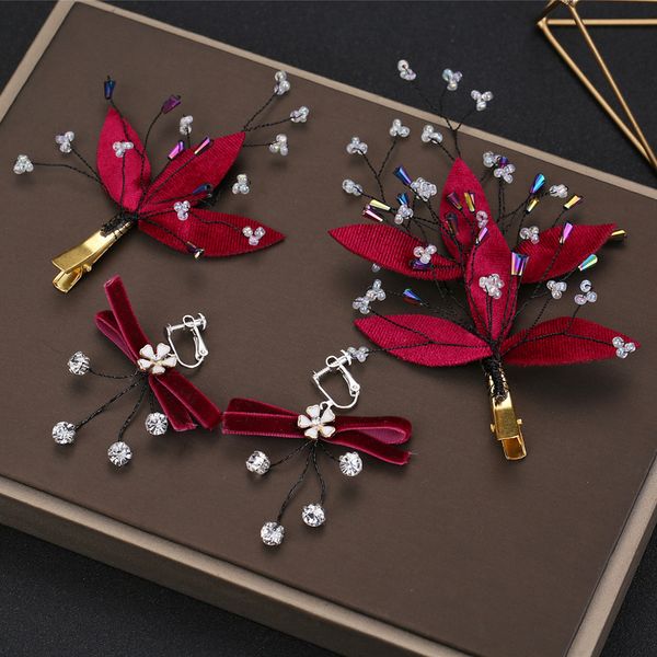 

клип серьги leliin красный цветочные свадебные волос комплекты кристалл люкс для волос оголовье невесты boho головной убор корона ювелирные, Golden;white