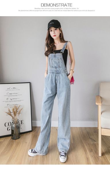 

светло-синий женские прямые харлан tall талии брюки подтяжки, Blue