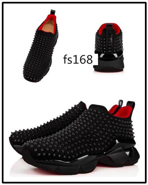 

2020 с коробкой hot krystal spike sock donna плоские неопреновые кроссовки роскошные мужские красные низы обувь женская заклепка колючий нос, Black