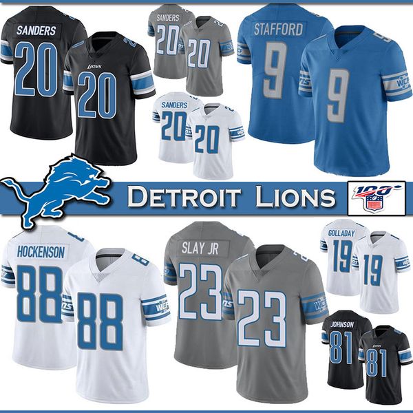 

20 barry sanders detroit football jersey lion 9 matthew stafford 88 t.j. hockenson 23 darius slay jr 19 kenny golladay 81 johnson jerseys, Black;red