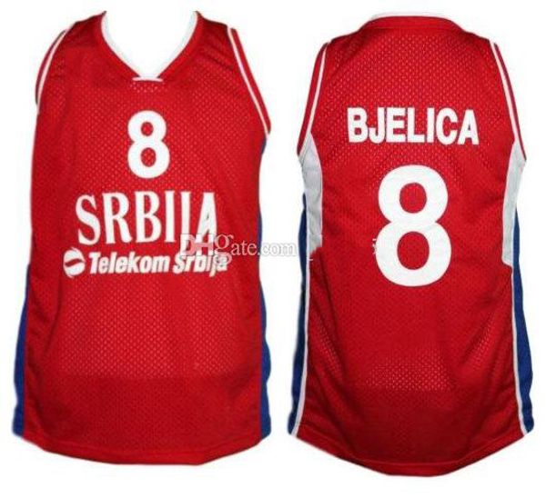 

nemanja bjelica #8 team retro serbia srbija basketball jersey men's stitched custom number name jerseys quality, Black;red