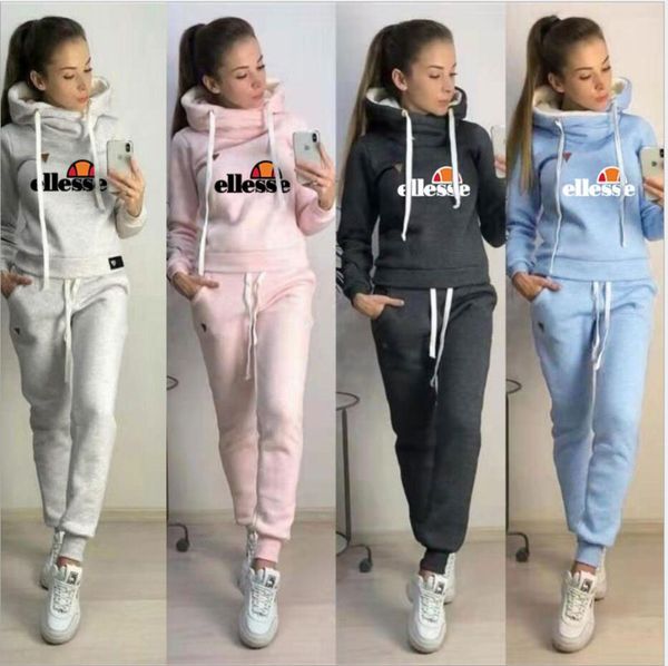 

ellesse 3 colorwomen спортивный спортивный костюм флисовый пуловер брюки с капюшоном 2 двухсекционный женский комплект одежды повседневные ж, Gray