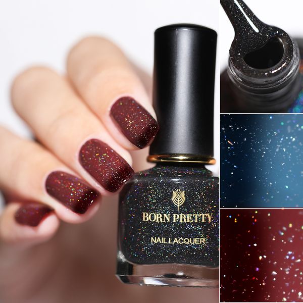 

born pretty holographic thermal coat 6ml holo laser sequins nail polish color changing varnish nail art lacquer