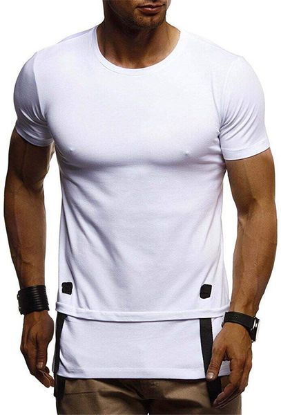 

Fitness Panelled Solid Color Mens Tshirts Crew Neck Short Sleeve Fashion Mens Tops