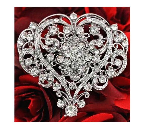 

women's new designer exquisite diamond accessories big love brooch fashion fashion ladies elegant heart-shaped brooch jewelry, Gray