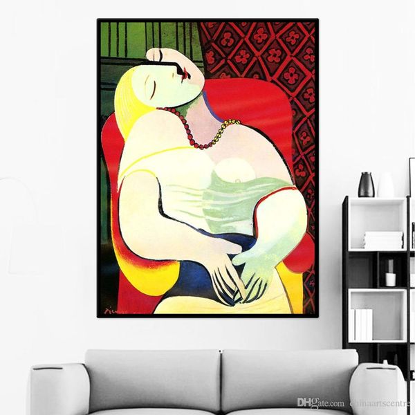 

va. picasso dreaming woman abstract handpainted pop art oil painting on canvas wall art home decor p127