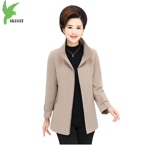 

new spring women trench middle-aged mother costume casual solid color hooded outerwear plus size 5xl short coat okxgnz a635, Tan;black