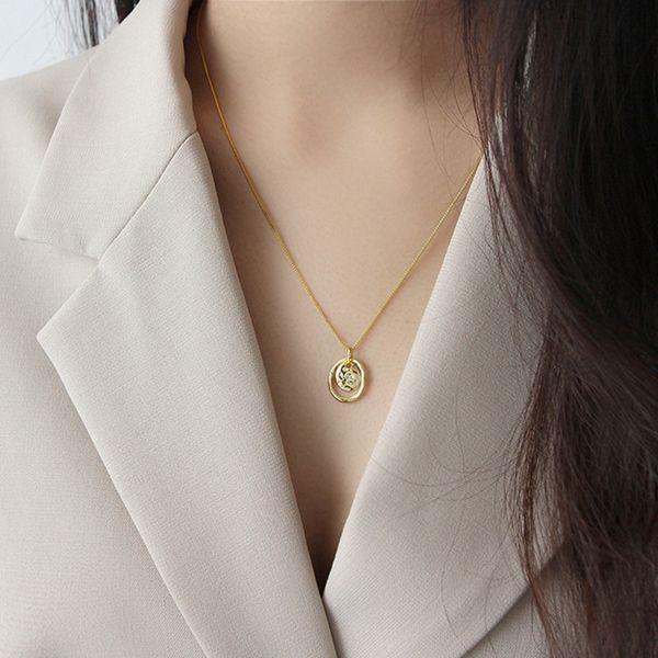 

louleur стерлингового серебра 925 пробы неправильный круг ожерелье длинная цепь свитера элегантное ожерелье для женщин ювелирные изделия дру, Silver