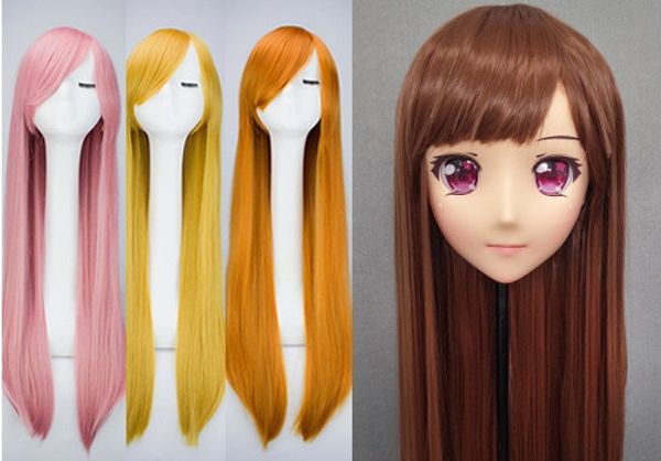 

dm-wig15) смола япония аниме cos kigurumi косплей маска унисекс лолита переодевание bjd маски пользовательские парик 60/80 см, Black;red