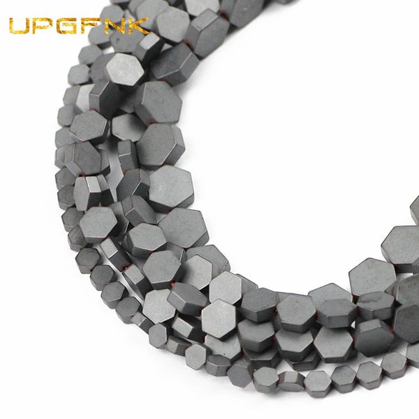 

upgfnk matte natural stone hexagon black hematite beads loose spacer beads for jewelry making diy bracelet accessories 4 6 8mm