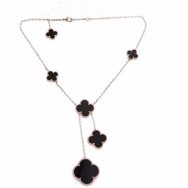 

luxury designer large and small 6 flower pendant necklace fashion designer necklace stainless steel jewelry luxury necklace gold chain, Silver