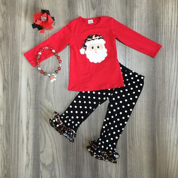 

baby girl clothes girls christmas outfits girls santa claus red shirt with black pant outfits with accessories, White