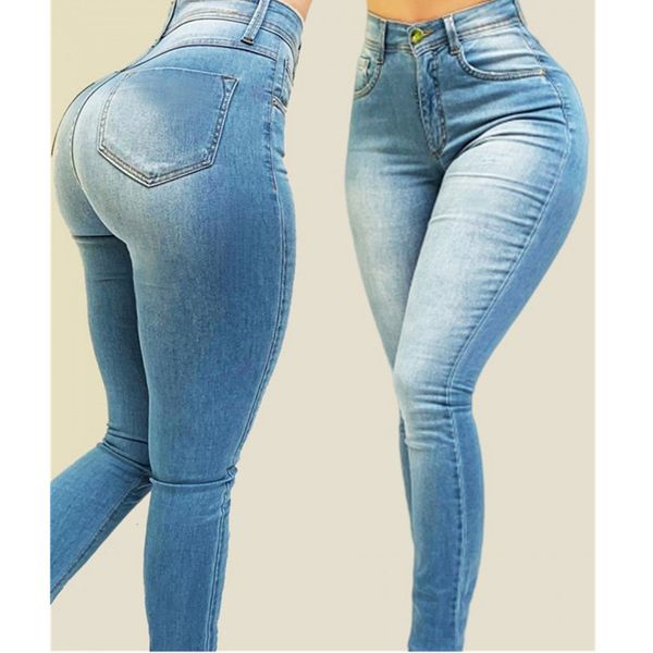 

2020 сексуальная высокая талия push up джинсовые джинсы женщины slim fit calca джинсы женские эластичные узкие брюки карандаш винтаж бойфрен, Blue