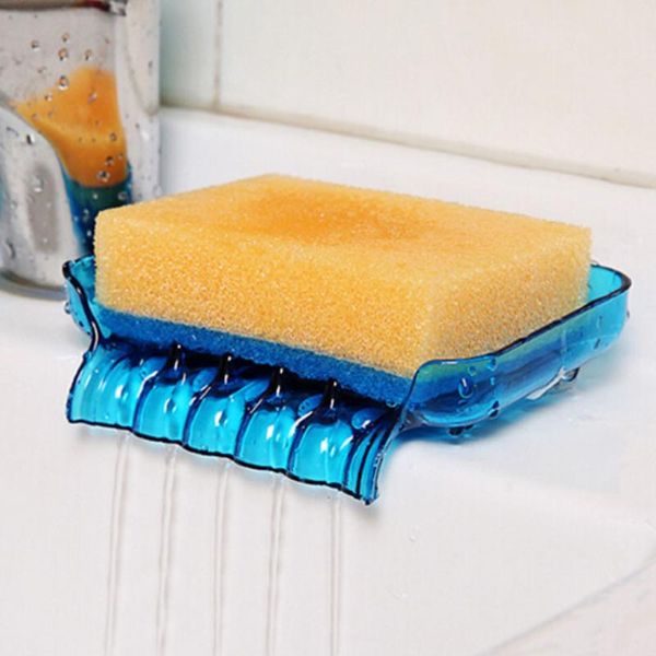 

candy-colored drainage waterfall soap box suction cup water drain dish soap dish sponge holder for bathroom kitchen tool