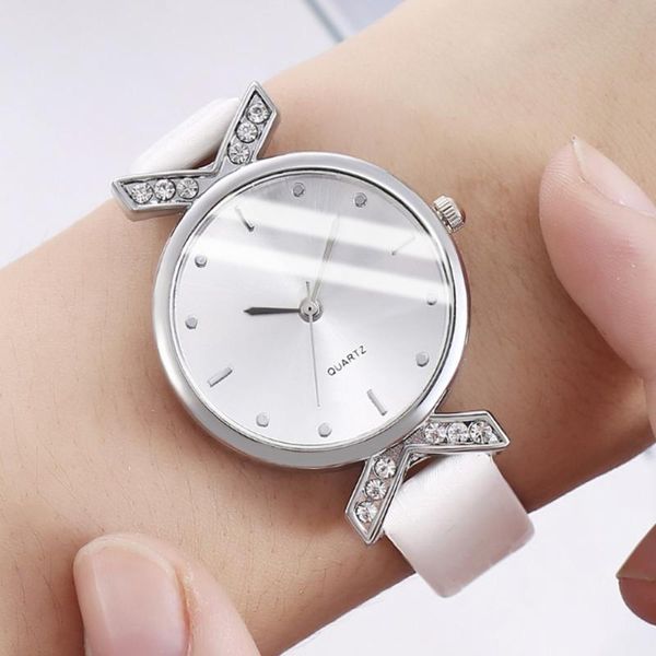 

smooth mirror watch simple casual fashion leather student watch ladies luxury quartz wristwatches female orologi donna, Slivery;brown