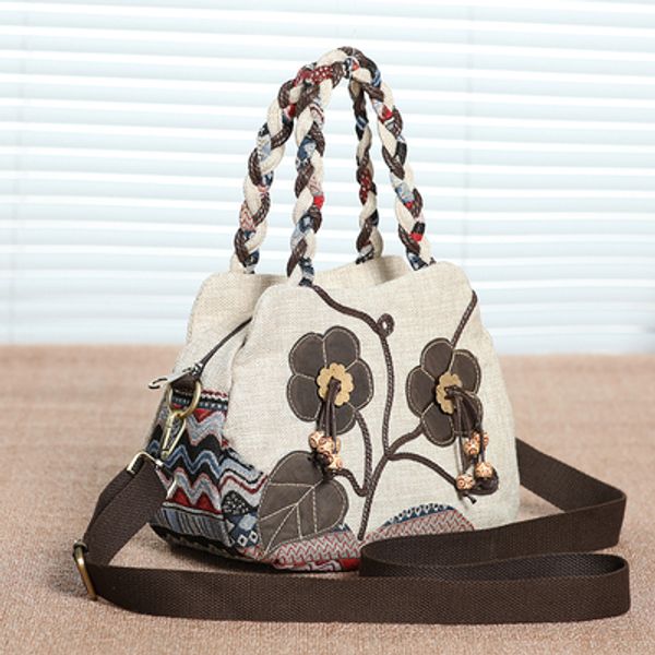 

fashion national string appliques women shopping handbagsprints lady casual shoulder&crossbody bag multi-use canvas bag