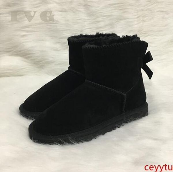 

australia style women winter snow boots 1-bow back waterproof cow suede leather outdoor boots brand ivg size us4-14