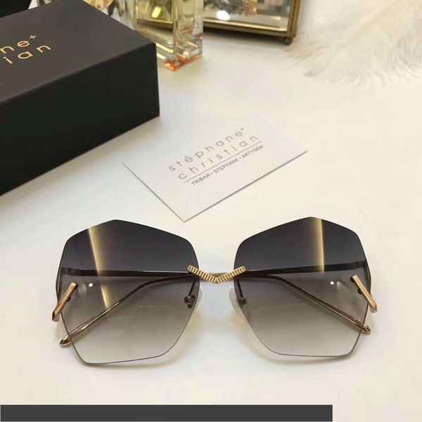 

оптовая продажа-стефан кристиан sonnenbrille солнцезащитные очки золотой металлический рамка серый объектив женщин мода марка очки с коробко, White;black